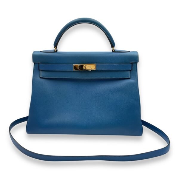 Kelly 32 Blue France in Courchevel, Gold hardware - Image 11