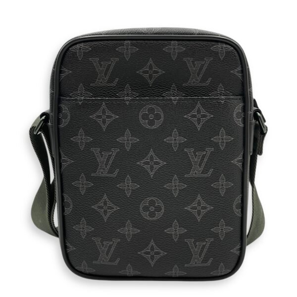 Danube PM 16x22x7cm Black Crossbody Bag in Coated Canvas, Green chrome hardware - Image 2