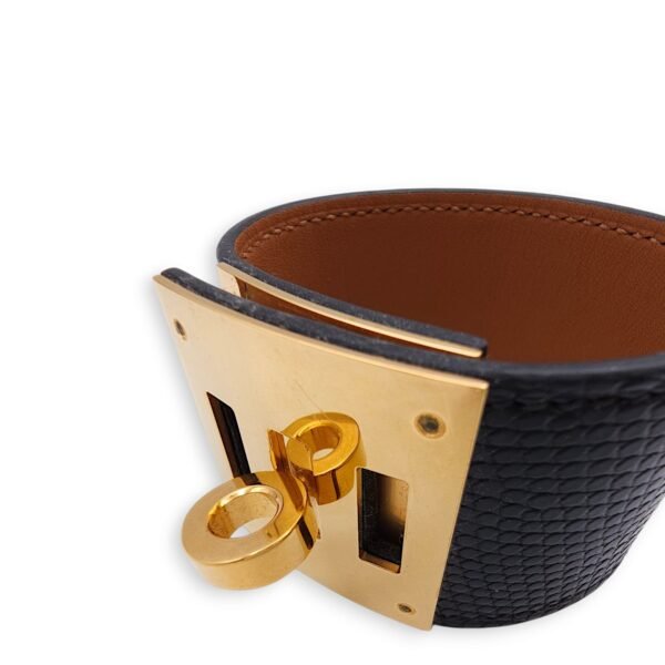 Kelly Dog T2 Black Bracelet in Lizard Varanus Niloticus, Gold hardware - Image 4