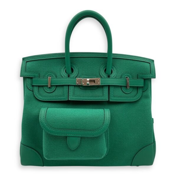 Cargo Birkin 25 Vert Vertigo in Swift/Toile, Palladium hardware