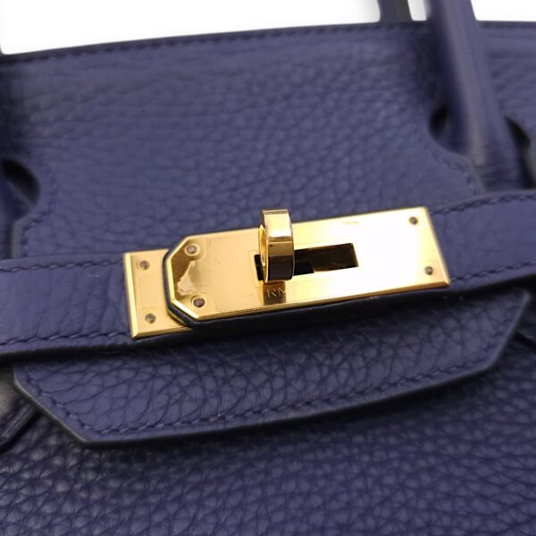 Birkin 30 Blue Encre in Clemence, Gold hardware - Image 8