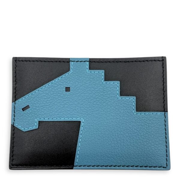 Cheval Picto Blue Jean Card Holder in Evercolor/Tadelakt