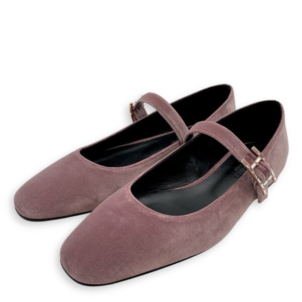 Jane Ballet 36.5 Bruyere Flats in Velvet, Rose Gold hardware - Image 2