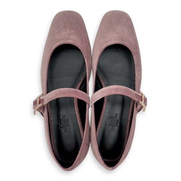 Jane Ballet 36.5 Bruyere Flats in Velvet, Rose Gold hardware