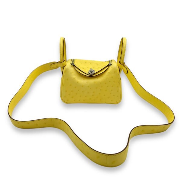 Lindy Mini Jaune Citron in Ostrich, Palladium hardware - Image 3