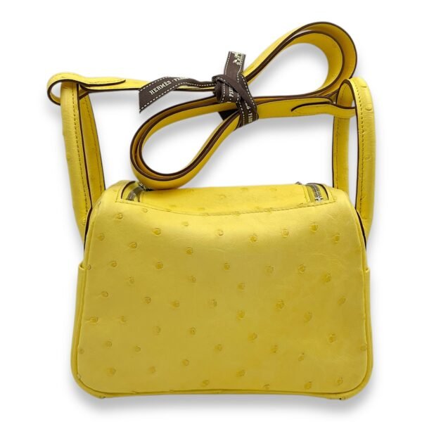 Lindy Mini Jaune Citron in Ostrich, Palladium hardware - Image 2