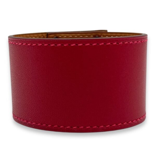 Kelly Dog T2 Red Bracelet in Tadelakt, Gold hardware - Image 2