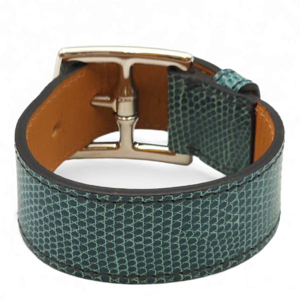 Etriviere 2 Blue Petrole Bracelet in Lizard, Palladium hardware - Image 2