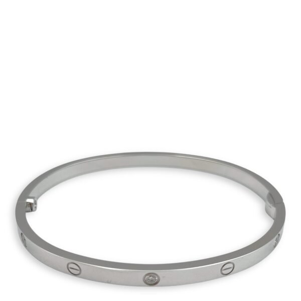 Love 6 Diamonds Small Model 16 Bracelet in White Gold Hardware - Image 2