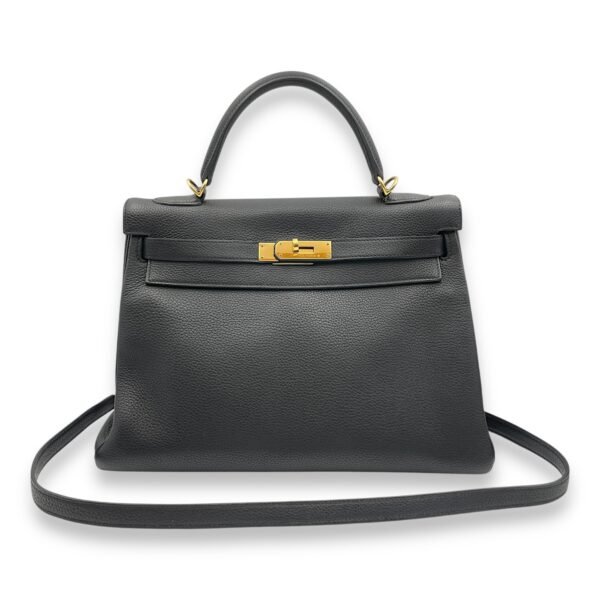 Kelly 32 Black in Togo, Gold hardware - Image 10