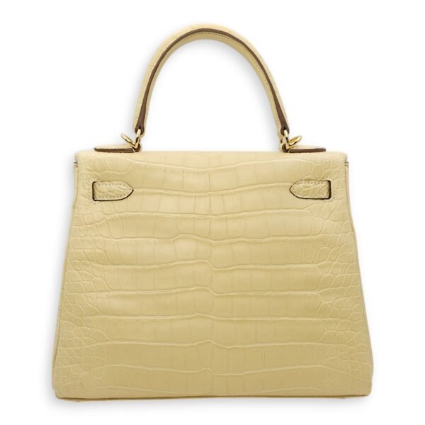 Kelly 25 Vanille in Matte Alligator, Gold hardware - Image 2
