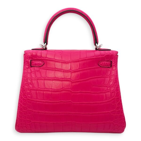 Kelly 25 Framboise in Matte Alligator, Palladium hardware - Image 2