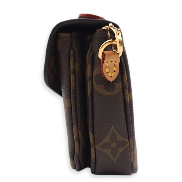 Metis Micro Brown Crossbody Bag in Coated Canvas, Gold hardware - Image 3