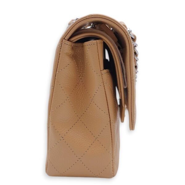 Classic (DF) Medium Beige Shoulder Bag in Caviar Leather, Silver hardware - Image 4