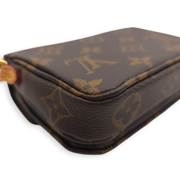 Metis Micro Brown Crossbody Bag in Coated Canvas, Gold hardware - Image 8