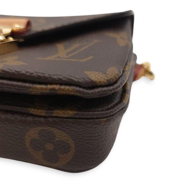Metis Micro Brown Crossbody Bag in Coated Canvas, Gold hardware - Image 9