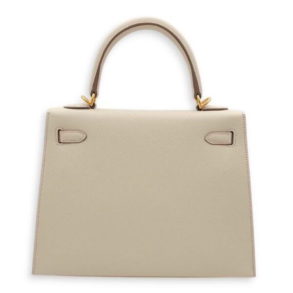 HSS Sellier Kelly 25 Craie/Lime in Epsom, Brushed Gold hardware - Image 2