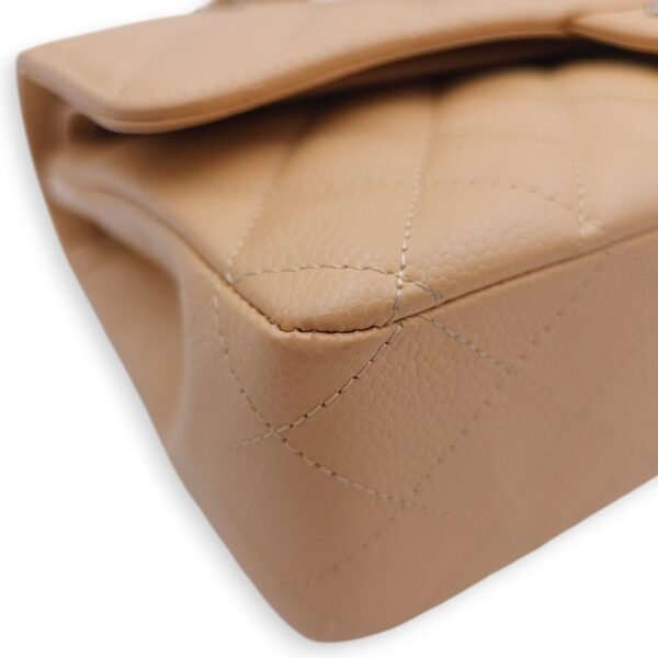 Classic (DF) Medium Beige Shoulder Bag in Caviar Leather, Silver hardware - Image 8