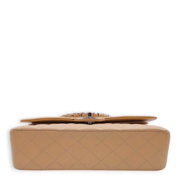Classic (DF) Medium Beige Shoulder Bag in Caviar Leather, Silver hardware - Image 5
