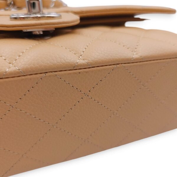 Classic (DF) Medium Beige Shoulder Bag in Caviar Leather, Silver hardware - Image 9