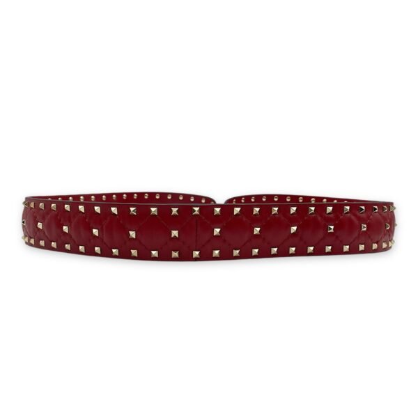 Studded 113x4cm Red Bag Strap in Nappa Leather, Gold hardware - Image 6
