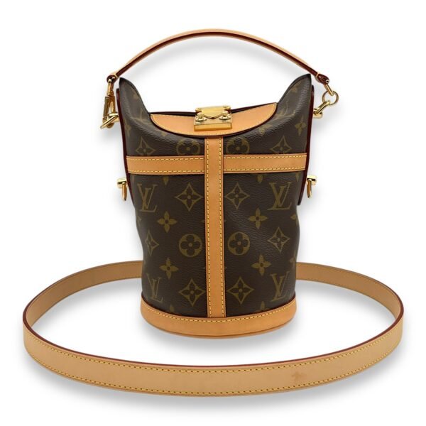 Duffle Bag Brown Shoulder Bag in Canvas, Gold hardware - Image 9