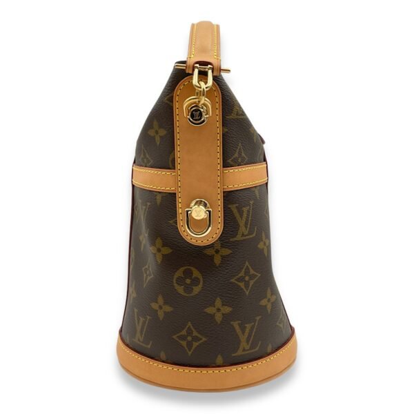 Duffle Bag Brown Shoulder Bag in Canvas, Gold hardware - Image 4