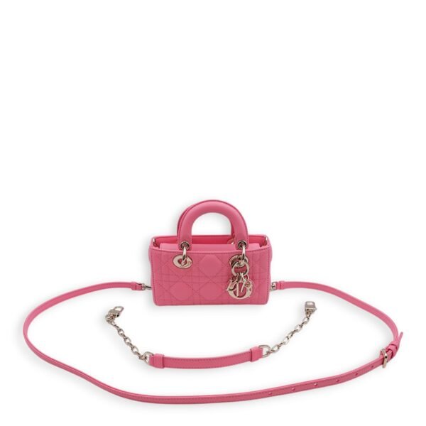D-Joy Micro Pink Crossbody Bag in Lambskin, Gold hardware - Image 16