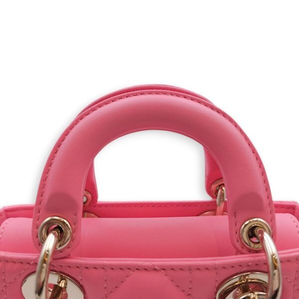 D-Joy Micro Pink Crossbody Bag in Lambskin, Gold hardware - Image 3