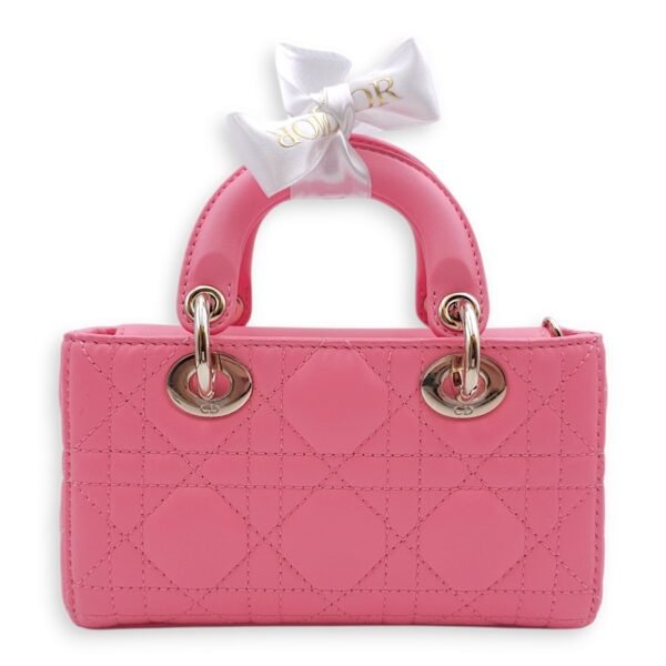 D-Joy Micro Pink Crossbody Bag in Lambskin, Gold hardware - Image 8