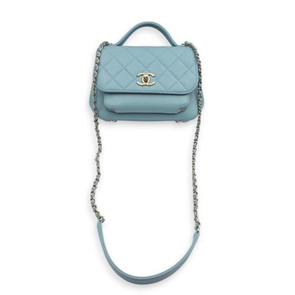 Business Affinity Medium Blue Crossbody Bag in Caviar Leather, Gold hardware - Image 9