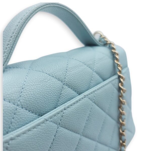 Business Affinity Medium Blue Crossbody Bag in Caviar Leather, Gold hardware - Image 8