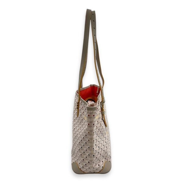 Faure Le Page Small 25.5x22x12cm Beige/Multi-colour lining Shoulder Bag in Coated Canvas, Silver hardware - Image 4