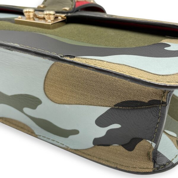 Camouflage Print Rockstuds 27x25x8cm Green/Blue Crossbody Bag in Calf, canvas, Gold hardware - Image 8