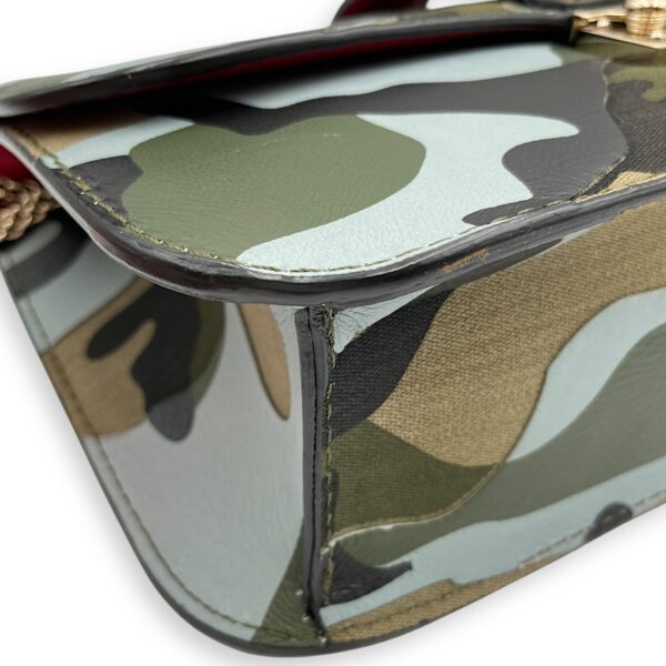 Camouflage Print Rockstuds 27x25x8cm Green/Blue Crossbody Bag in Calf, canvas, Gold hardware - Image 7