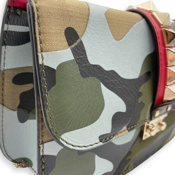 Camouflage Print Rockstuds 27x25x8cm Green/Blue Crossbody Bag in Calf, canvas, Gold hardware - Image 13