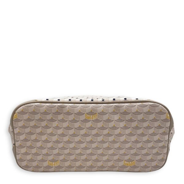 Faure Le Page Small 25.5x22x12cm Beige/Multi-colour lining Shoulder Bag in Coated Canvas, Silver hardware - Image 5