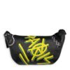 Graffiti Waist Black Belt Bag in Distressed Leather, Silver hardware - Image 2