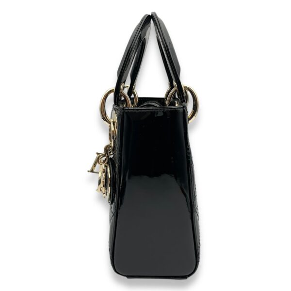 Lady Dior Flap Mini Black Crossbody Bag in Patent Leather, Gold hardware - Image 4