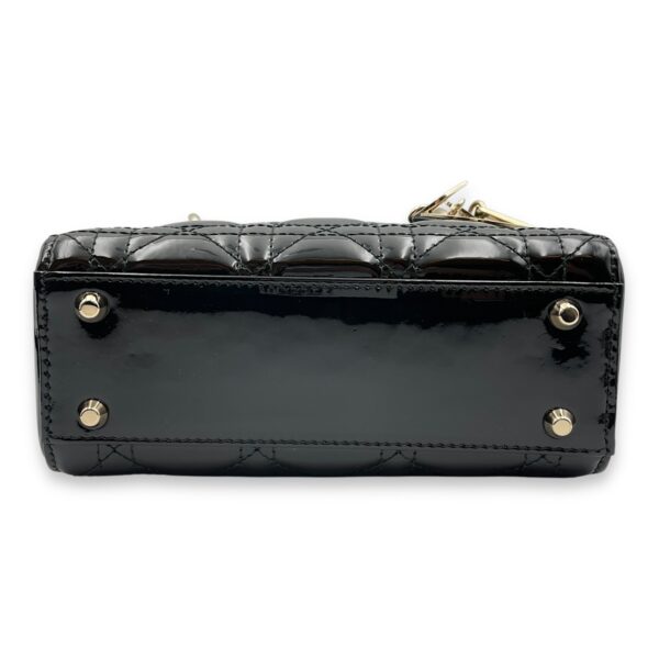 Lady Dior Flap Mini Black Crossbody Bag in Patent Leather, Gold hardware - Image 5