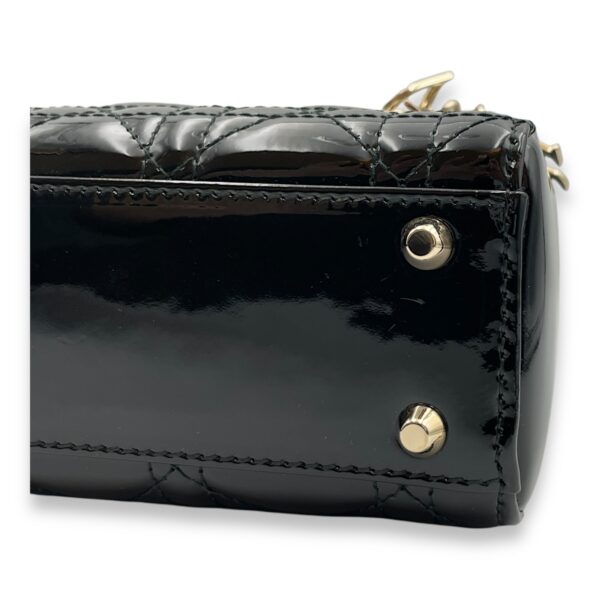 Lady Dior Flap Mini Black Crossbody Bag in Patent Leather, Gold hardware - Image 7