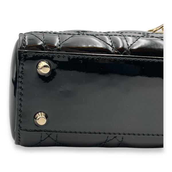 Lady Dior Flap Mini Black Crossbody Bag in Patent Leather, Gold hardware - Image 8