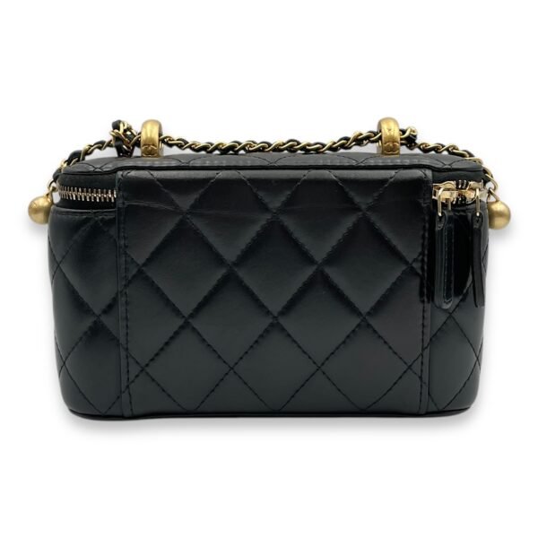 Double Pearl Crush Mini Rectangle Black Vanity Bag in Lambskin, Gold hardware - Image 2