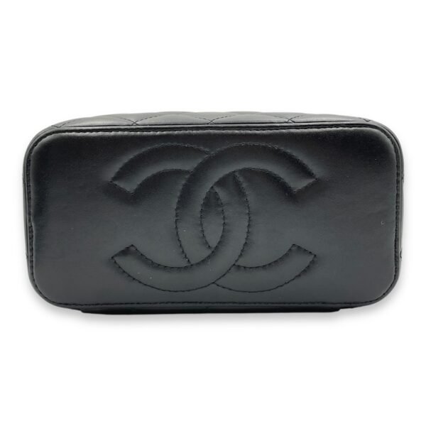 Double Pearl Crush Mini Rectangle Black Vanity Bag in Lambskin, Gold hardware - Image 4