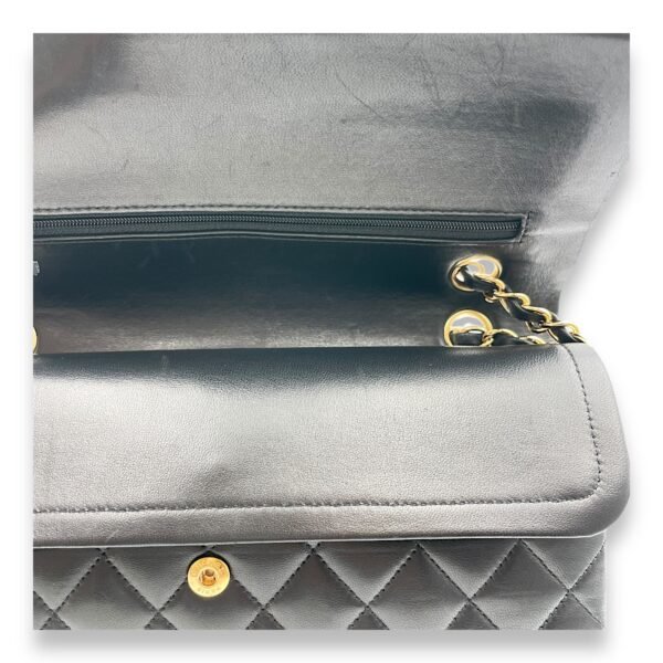 Classic Double Flap Medium Black Shoulder Bag in Lambskin, Gold hardware - Image 13