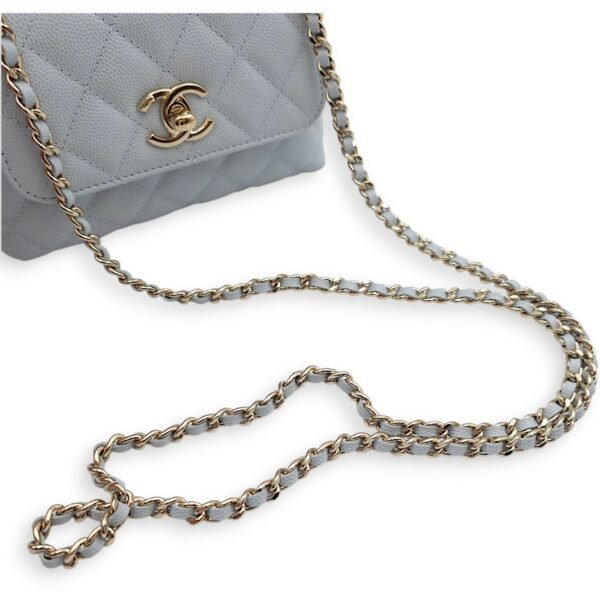 Coco Handle Quilted Micro Bleu Crossbody Bag in Caviar Leather, Gold hardware - Image 4