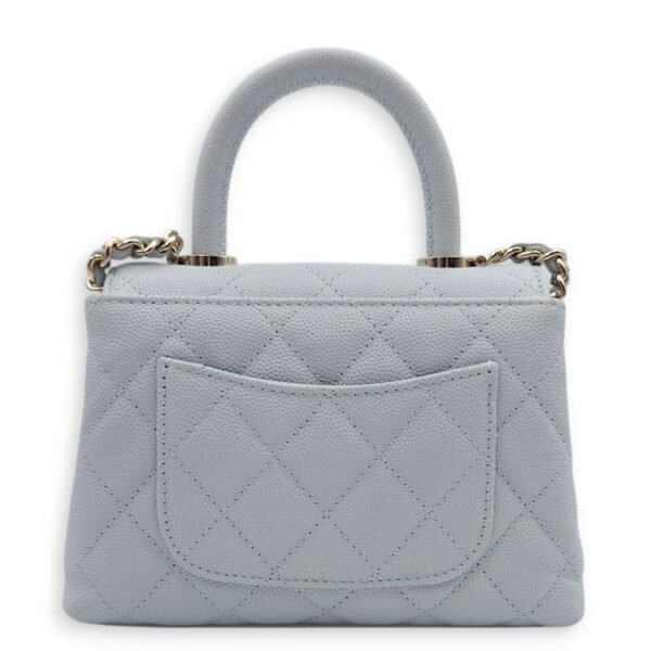 Coco Handle Quilted Micro Bleu Crossbody Bag in Caviar Leather, Gold hardware - Image 7