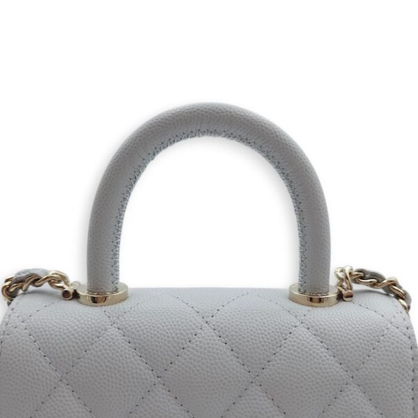 Coco Handle Quilted Micro Bleu Crossbody Bag in Caviar Leather, Gold hardware - Image 3