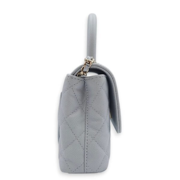 Coco Handle Quilted Micro Bleu Crossbody Bag in Caviar Leather, Gold hardware - Image 9
