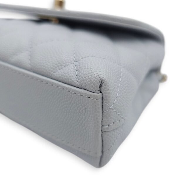Coco Handle Quilted Micro Bleu Crossbody Bag in Caviar Leather, Gold hardware - Image 13